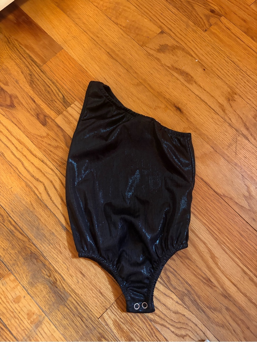 Girls' Shimmery Black One-Shoulder One-Piece
